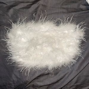 White fox feather crop top